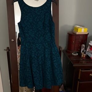 Speechless Teal Textured Sparkly Midi Dress